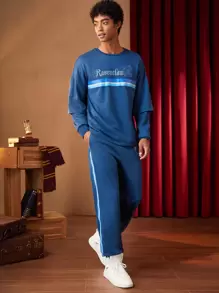 HARRY POTTER X SHEIN 男士字母圖案落肩袖衛衣和衛褲 - 彩色 - 查看 6