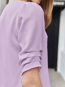 BizChic Solid Notched Neck Blouse - Mauve Purple - View 6