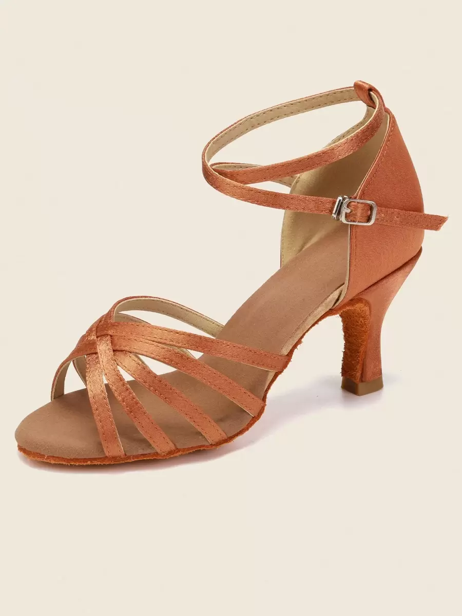 專業舞蹈鞋 交誼舞鞋 女士拉丁舞鞋 高跟7cm - 棕色 - 查看 1