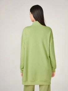 Mulvari Cotton Two Tone Half Zip Drop Shoulder Sweatshirt - Multicolor - View 2