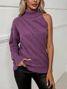 SHEIN Unity Turtleneck Cable Knit Sweater