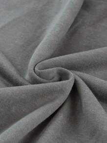 CILKOO Áo sweatshirt nữ dáng rộng thoải mái, cổ tròn, vai rớt, tay dài, xẻ tà bên hông, thích hợp cho mùa xuân. - Màu xám đen - Xem 7