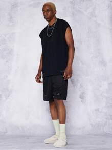 Men Tank Top With Front Graphic For Daily Wear - Black - View 4