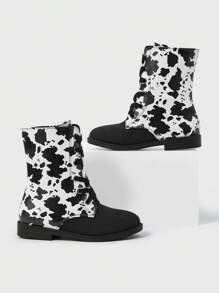 Fashionable Kids' Boots With Cute Patchwork & Graffiti Design, Street Style Waterproof And Breathable Shoes For Girls - Multicolor - View 1