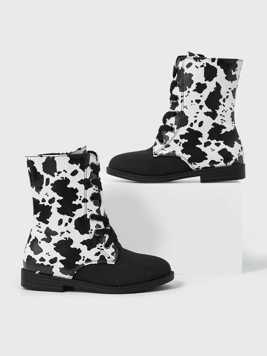 Fashionable Kids' Boots With Cute Patchwork & Graffiti Design, Street Style Waterproof And Breathable Shoes For Girls - Multicolor - View 1