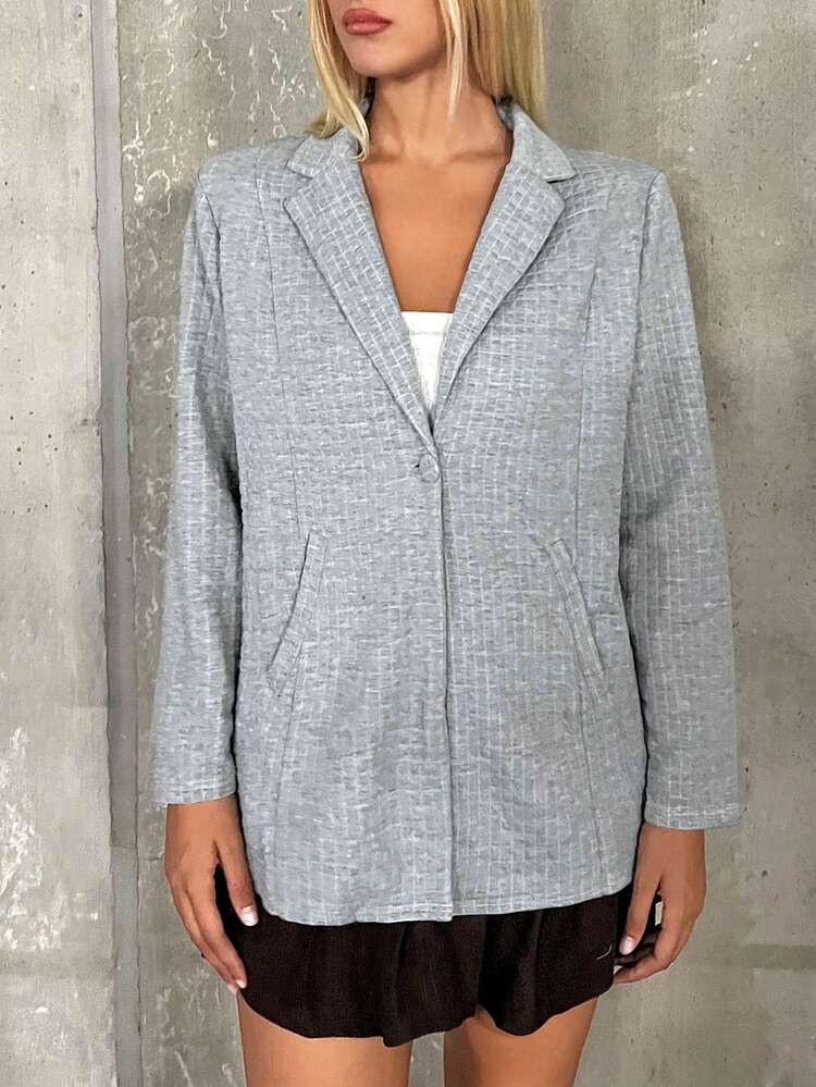 Lapel Neck Slant Pocket Blazer