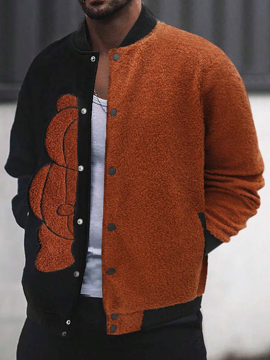 Manfinity LEGND Nam Thêu Gấu Hai âm Áo khoác bomber Without Tee - Nhiều màu - Xem 1