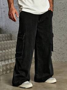 Manfinity Homme Men Flap Pocket Side Cargo Jeans - Black - View 5