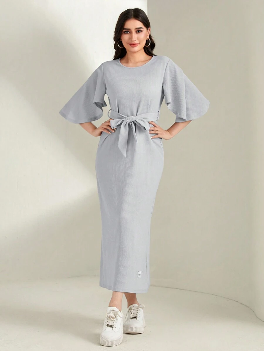 Mulvari 純色束帶合身洋裝