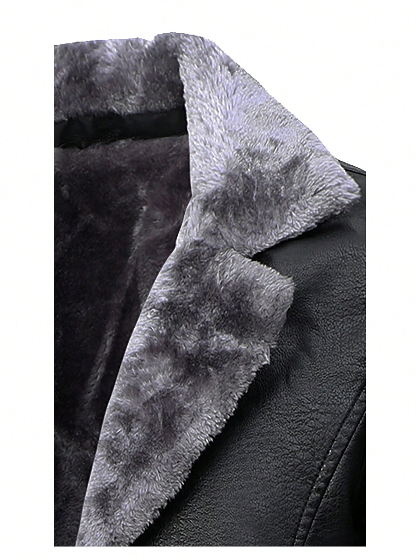 معطف رجالي من جلد البولي يوريثان مبطن بالتيدي