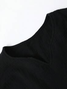 Manfinity Homme 男士實色口袋拼接領口襯衫 - 黑色 - 查看 5