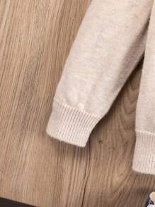 Young Boy Bear & Letter Pattern Sweater - Beige - View 4