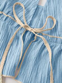 GlowEve Tie Front Ruffle Hem Halter Top - Blue - View 4