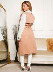 SHEIN SXY Hai âm Đôi ngực Thắt lưng Áo khoác Trench - Nhiều màu - Xem 2