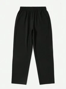 Letter Graphic Crop Tee & Pants Sports Set - Black - View 4