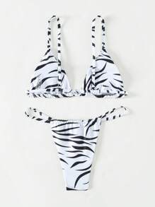 斑馬紋三角T後比基尼套裝