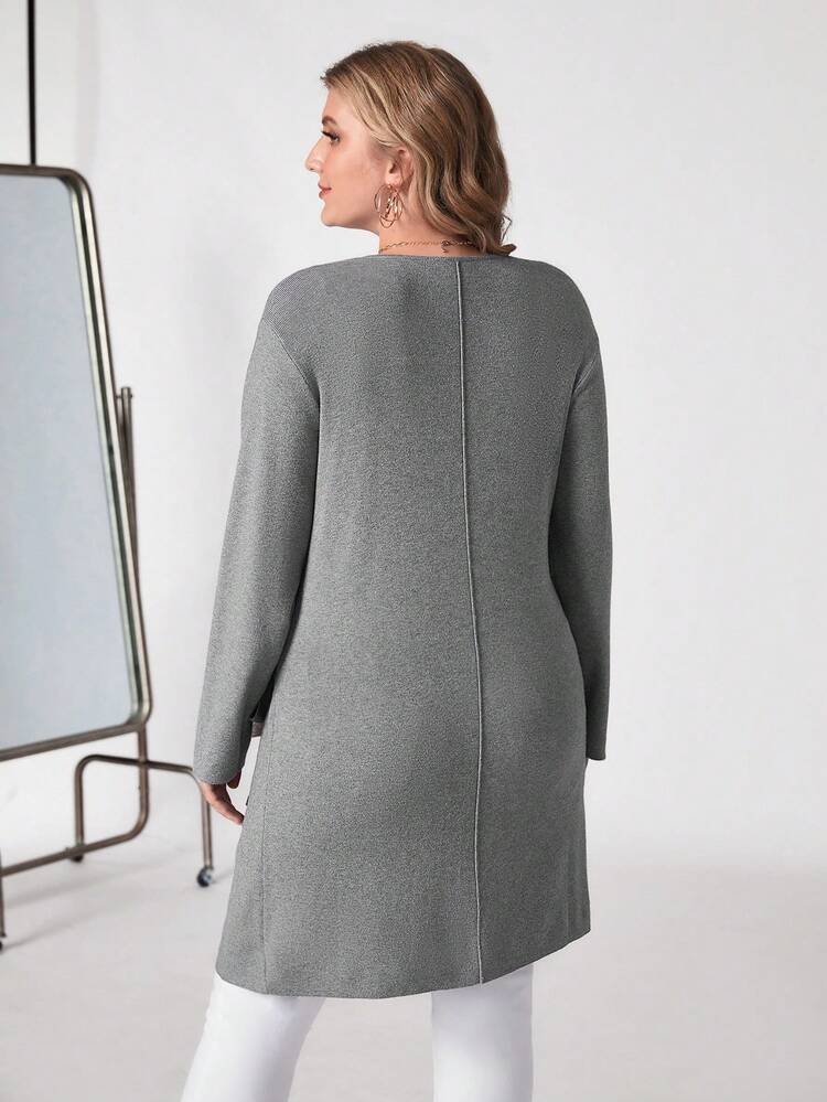 Plus Drop Shoulder Wrap Knot Side Cardigan