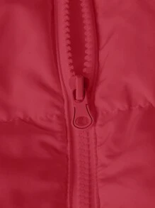 Manfinity Homme Loose Fit Men's Padded Coat With Flag Patched Detail And Zipper Vest - Red - View 4