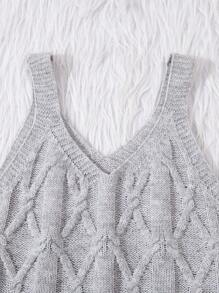 SHEIN Chica preadolescente Vestido de punto tejido de cable & Cárdigan