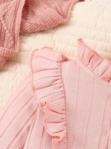 Bebé niña Mono ribete con fruncido con botón delantero con banda cabeza - Rosa vieja - Ver 8