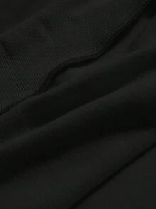 SHEIN EZwear Slogan & Skull Print Thermal Pullover - Black - View 7