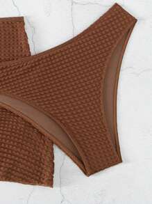 Swim Basics Summer Beach Criss Cross Halter Bra & Swim Bottom Bikini Set With Beach Cover Up Skirt Bathing Suit