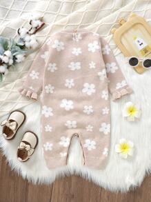Bébé Fille Combinaison Fleuri En Tricot