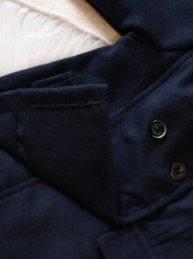 Baby Boy Borg Collar Double Breasted Flap Detail Overcoat