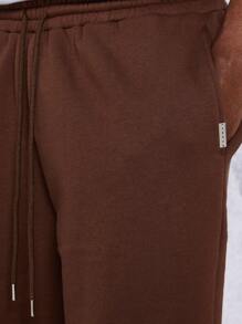 SUMWON Quần dài thể thao cotton pha trộn kiểu quần dài thể thao có gấu quần co giãn ở mắt cá chân và dây rút ở eo, quần tập thể thao mùa đông ấm áp thường ngày - màu nâu - Xem 5