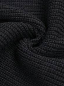 Áo len trễ vai họa tiết slogan nam - màu đen - Xem 3