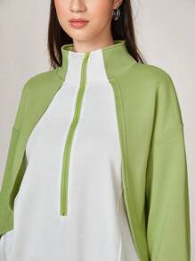 Mulvari Cotton Two Tone Half Zip Drop Shoulder Sweatshirt - Multicolor - View 4