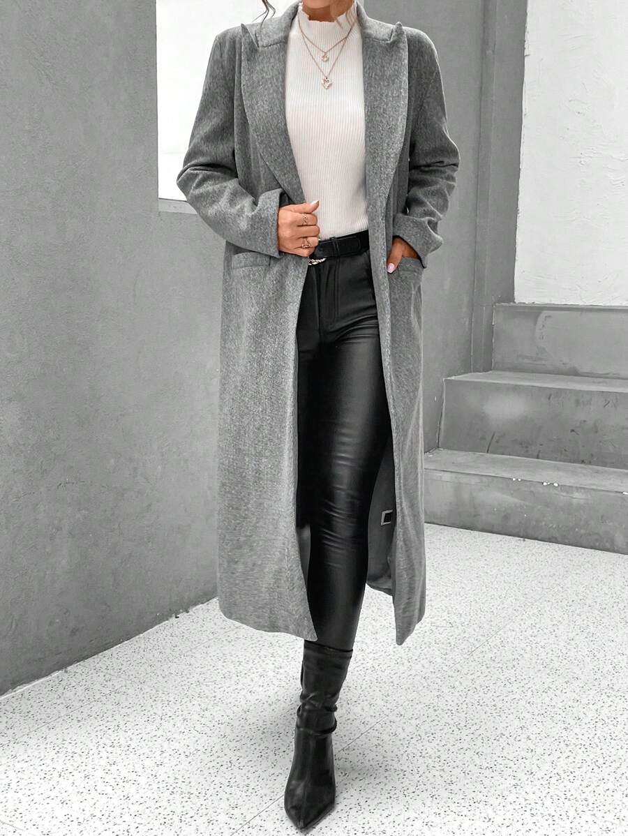 SHEIN Essnce Manteau Col À Revers Avec Poches