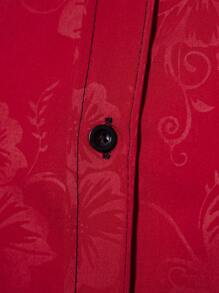 Genlund 男士花卉提花鈕扣襯衫 - 紅色 - 查看 5