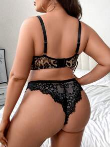 Wild Hơn In hoa Báo Ren tương phản Bộ đồ lót - Nhiều màu - Xem 2