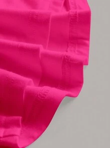 SHEIN EZwear Cổ giả Xù Áo ba lỗ - Màu Hồng Tươi - Xem 3