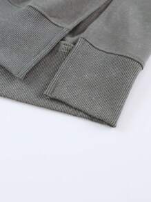 CILKOO Áo sweatshirt nữ dáng rộng thoải mái, cổ tròn, vai rớt, tay dài, xẻ tà bên hông, thích hợp cho mùa xuân. - Màu xám đen - Xem 6