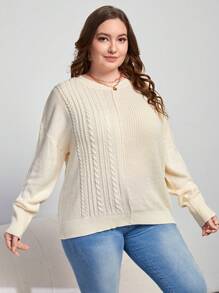 SHEIN Essnce Plus Cable Knit Batwing Sleeve Sweater
