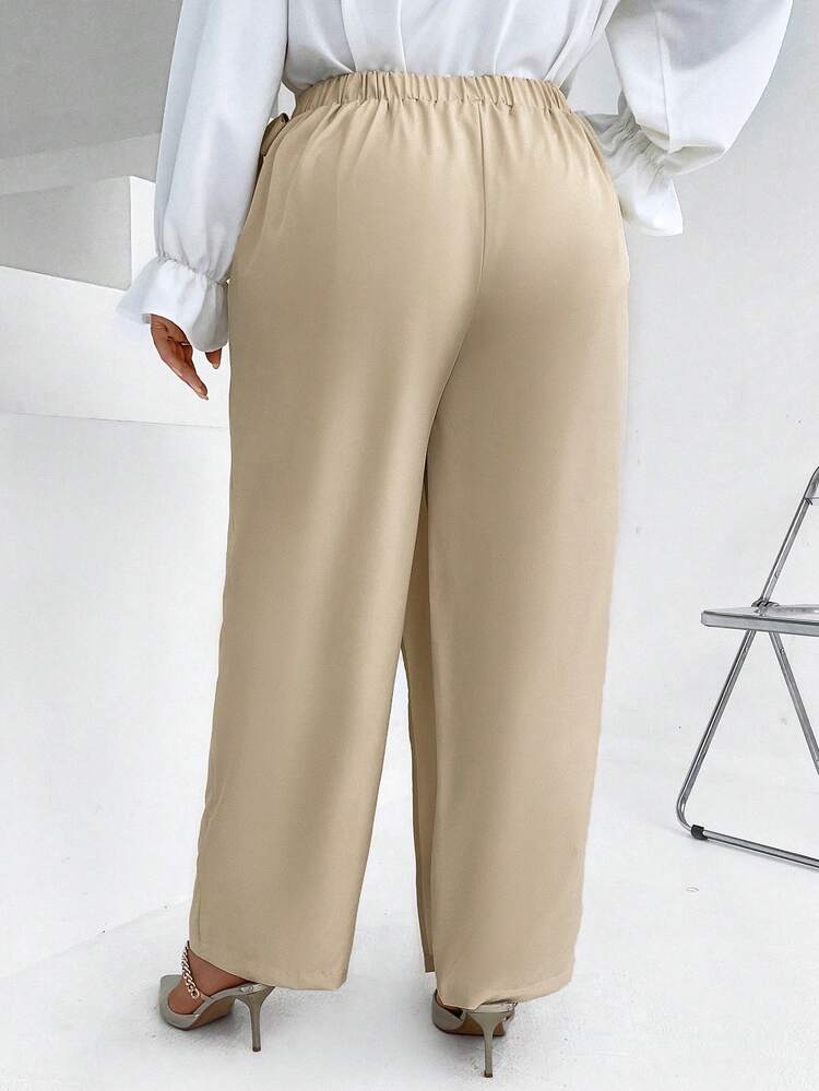 Plus Knot Side Straight Leg Pants Fall Cloth For Women