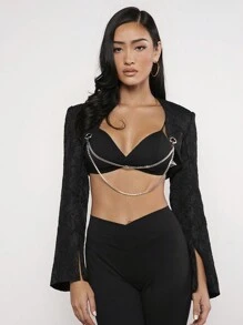 EastFlair 鏈條細節開衩袖短夾克