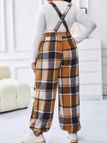 SHEIN LUNE Plus Plaid Print Overall Jumpsuit Without Tee - Multicolor - View 2