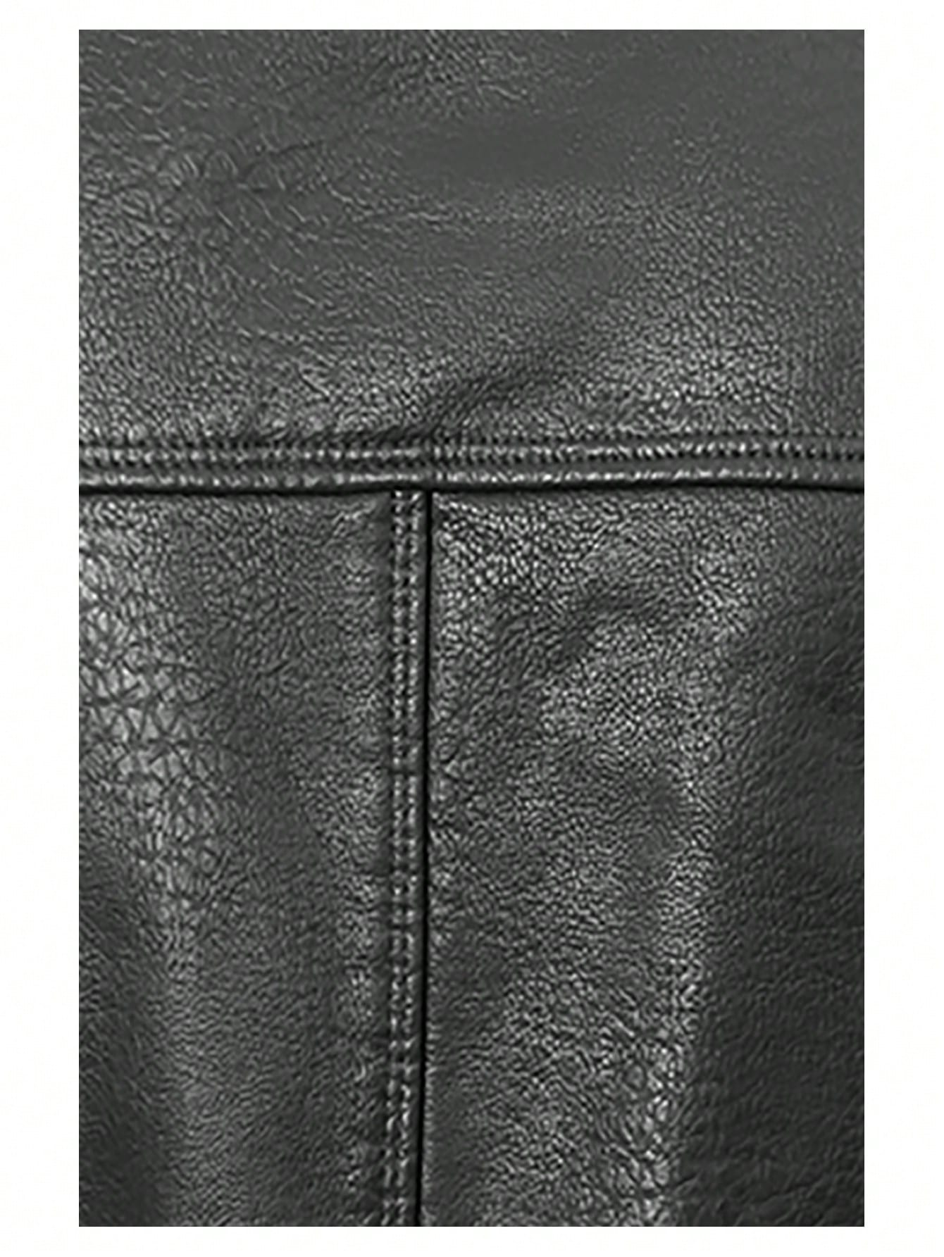 معطف رجالي من جلد البولي يوريثان مبطن بالتيدي