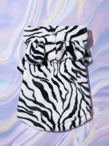 1件寵物外套帶有條紋圖案的兔毛皮衣裳,適用於貓和狗