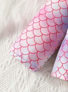 Baby Girl Fish Scales Print Zip Up Coat - Pink - View 5