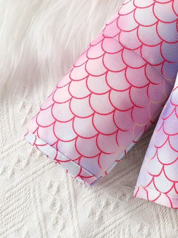 Baby Girl Fish Scales Print Zip Up Coat