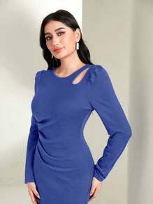Modelyn Vestido con abertura fruncido de muslo con abertura - Azul - Ver 8