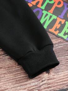 SHEIN Unity Hơn Bản in Halloween Lót nhiệt Áo nỉ - màu đen - Xem 4