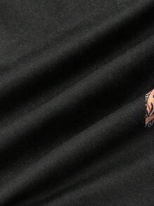 Pretty Circuits Artist Dark Plus Skull & Floral Print Leggings, For Summer, Holiday, Vacation, Festival - Black - View 3