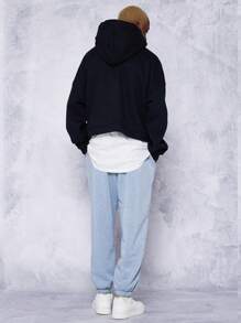 SUMWON Heavyweight Boxy Fit Overhead Hoodie In 340 Gsm - Black - View 3