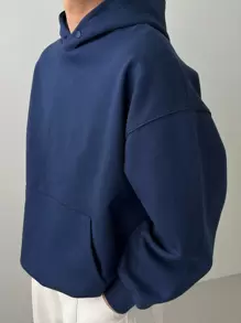 DAZY Men Kangaroo Pocket Drop Shoulder Hoodie