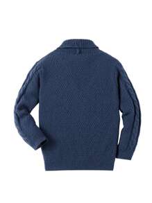SHEIN Jonge jongen Casual Straatstijl Losse pasvorm Knoppen Cardigans Met Gedraaid En Knit patroon , Herfst Winter